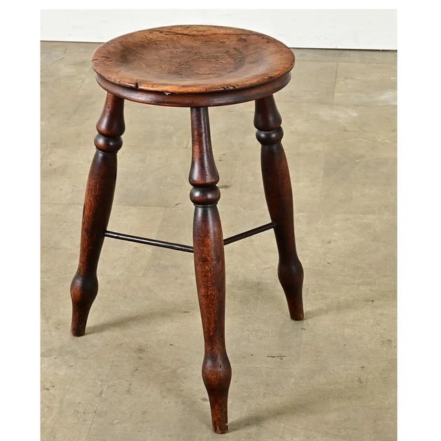 Brown English 19th Century Turned Walnut Stool For Sale - Image 8 of 9