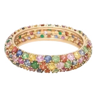 Natural 3.09 cts Rainbow sapphire ring in 18k gold For Sale