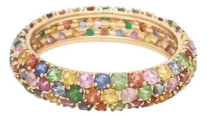 Natural 3.09 cts Rainbow sapphire ring in 18k gold