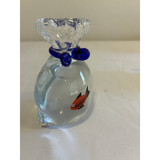 Mid-Century Modern Hand Blown Murano Style Art Glass Fish in a Bag For Sale - Image 3 of 11