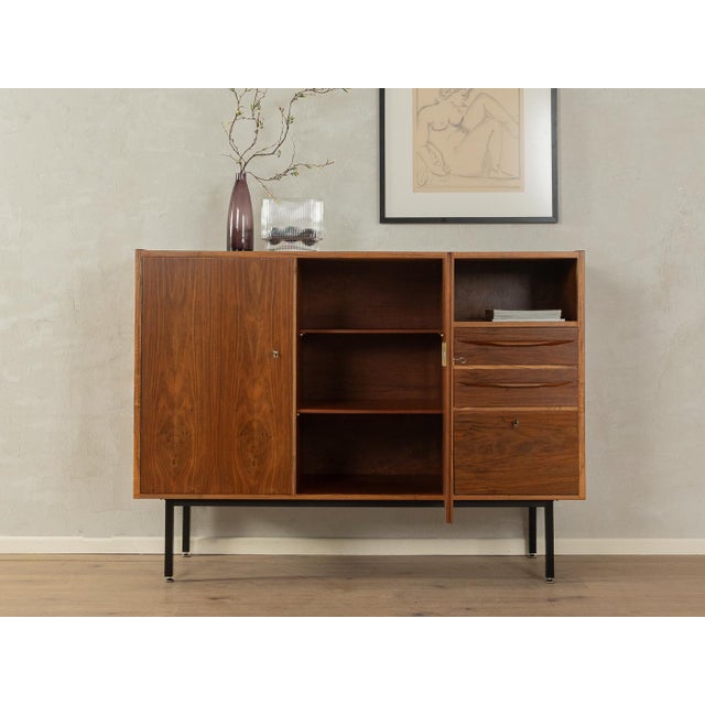 Mid-Century Modern Vintage Walnut Veneer Highboard, 1960s For Sale - Image 3 of 9