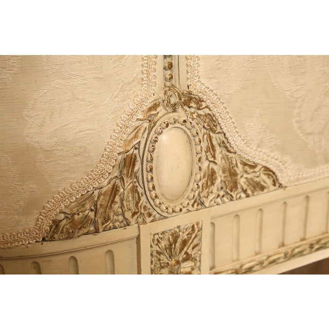 Antique French Louis XVI Style Painted & Upholstered Full Size Bed Frame For Sale - Image 10 of 18