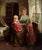 Woman with Two Children in Red - Interior Scene in Oil on Canvas Lovely interior scene by notable artist Joseph Tomanek...