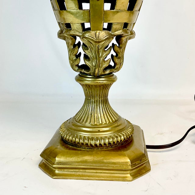 Brass Vintage Art Deco Hollywood Regency Mediterranean Winged Nike Greek Goddess Brass Table Lamp, New Pleated Shade For Sale - Image 8 of 14
