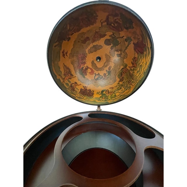 Goldenrod Vintage Italian Old World Globe Bar ~22" Tall Zodiac Signs MCM For Sale - Image 8 of 11