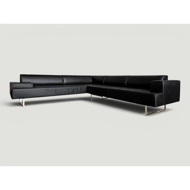 Black Quadra Black Leather Sectional Sofa by Poltrona Frau, 2005 For Sale - Image 8 of 18