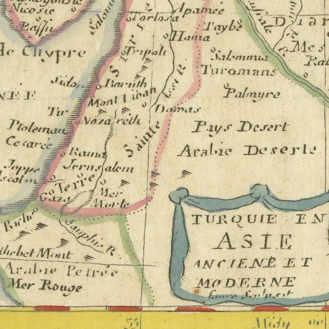 Black Antique Map of Turkey in Asia with Blue Draped Cartouche, 1760 For Sale - Image 8 of 12