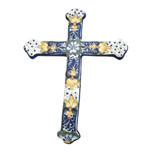 Gorgeous Talavera Mexico Folk Art Crucifix Cross