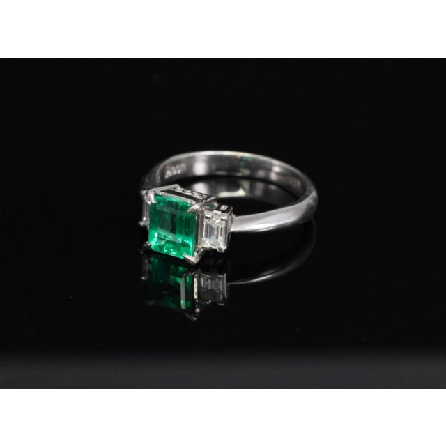 Late 20th Century 0.96ct Gia Colombian Untreated No Oil Emerald & Diamond Platinum Ring Size 5.75 For Sale - Image 13 of 18