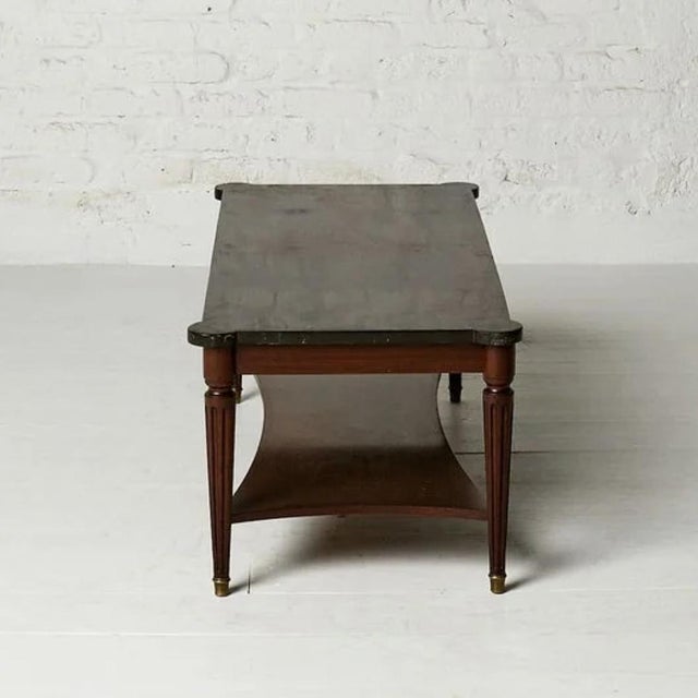 19th Century Belgian Louis XVI Style Mahogany and Black Marble Top Coffee Table For Sale - Image 4 of 4