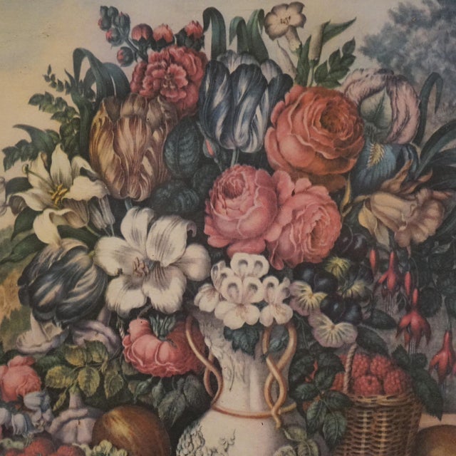 Late 19th Century Antique Still Life Floral Print In Original Gilt Frame with Eglomise Glass Circa 1880 For Sale - Image 5 of 10