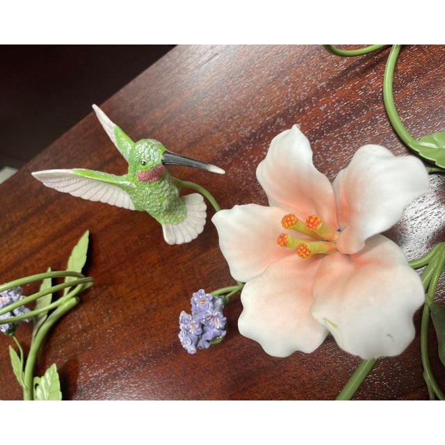 Green Vintage Porcelain and Tole Floral Candle Holder Wall Sconces - Set of 4 For Sale - Image 8 of 11