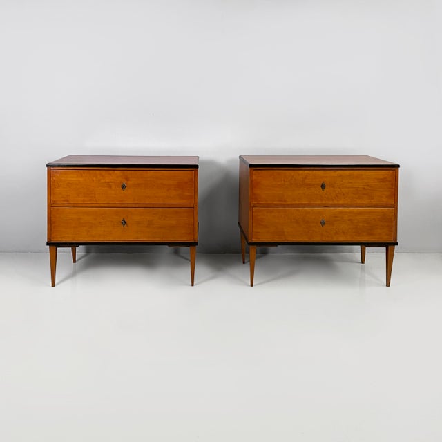 German Biedermeier Style Chests of Drawers in Wood with Black Edges, 1930s, Set of 2 For Sale - Image 13 of 13