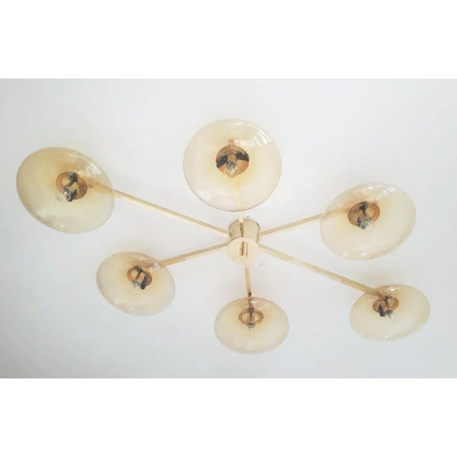 Amber Angelo Natural Brass Amber Bubbles Glass Flush Mount by Fabio Ltd For Sale - Image 8 of 8