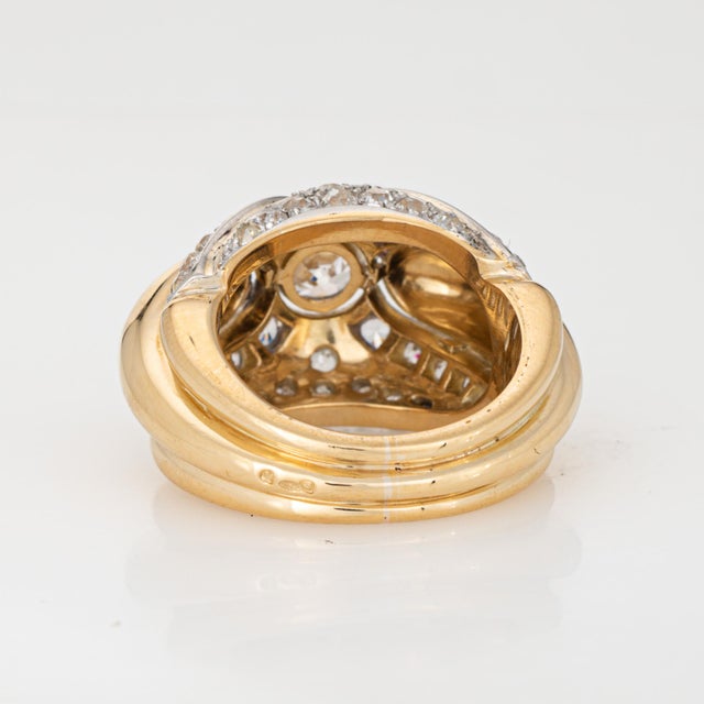 1940s 1940s Portuguese 2.50ct Diamond Ring 19k Yellow Gold Platinum Band Sz 6.5 Jewelry For Sale - Image 5 of 7
