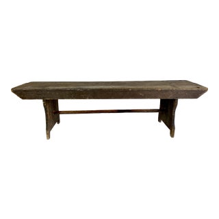 19th Century Antique Elm Wood Bench For Sale