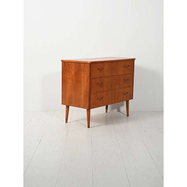 Scandinavian Teak Chest of Drawers with Brass Inserts, 1950s For Sale - Image 3 of 9