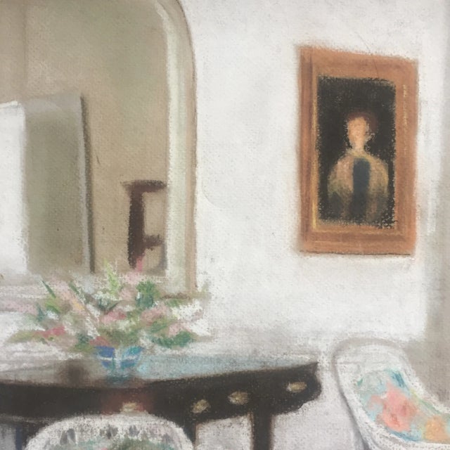 Traditional Vintage Original Impressionist Pastel Interior For Sale - Image 3 of 8