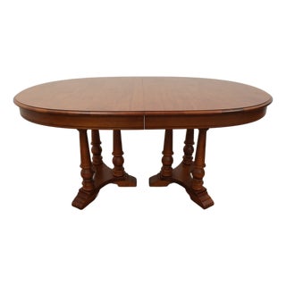 Vintage Tell City Early American Colonial Double Pedestal Extension Dining Table For Sale