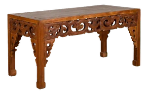 Chinese Antique Low Side Table with Cloud-Carved Apron and Horsehoof Feet