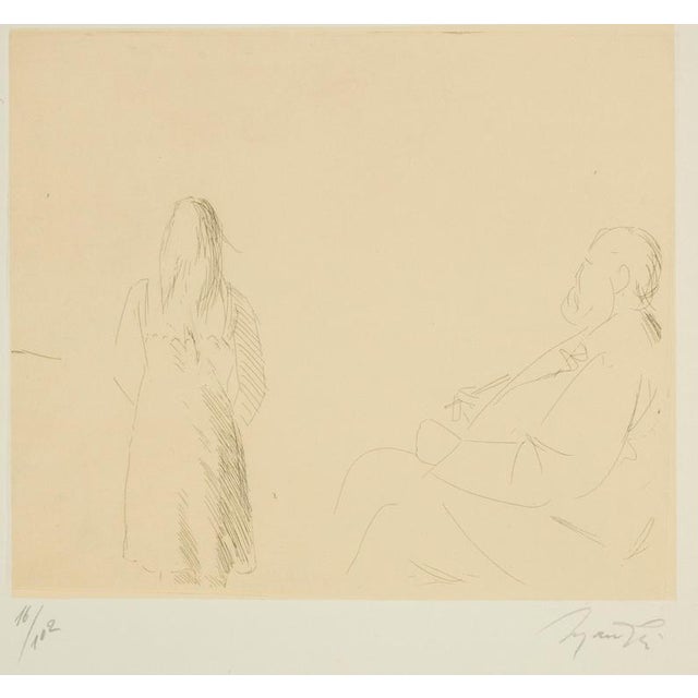 Modern Giacomo Manzú, Painter and Model, 16/102, 1960s, Etching For Sale - Image 3 of 3
