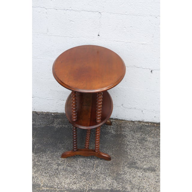 Early 1900s Solid Wood 2 Tiers Oval Side End Accent Table For Sale In Miami - Image 6 of 12