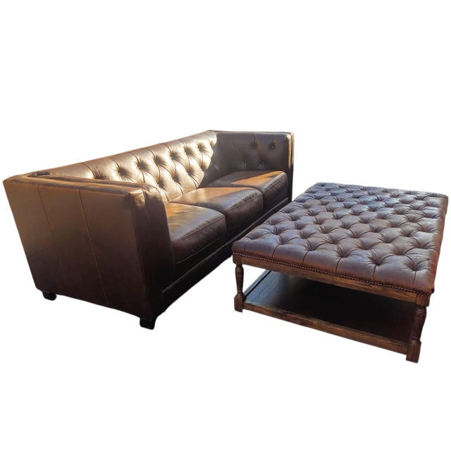 Chesterfield Square Arm Leather Sofa, a Stunning Blend of MCM Design and Classic Craftsmanship. For Sale - Image 9 of 9