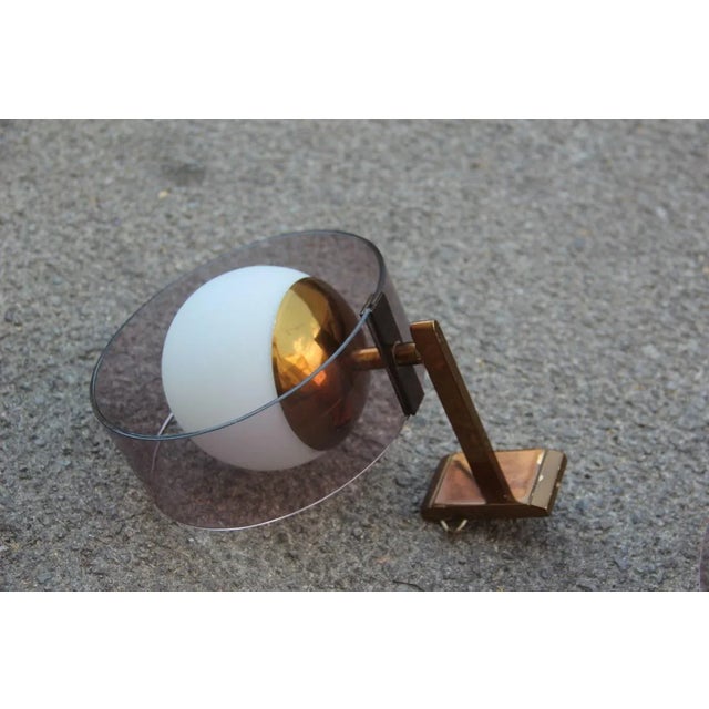 Gold Mid-Century Modern Acrylic Glass and Brass Wall Sconces from Stilux Milano, 1960s, Set of 2 For Sale - Image 8 of 8