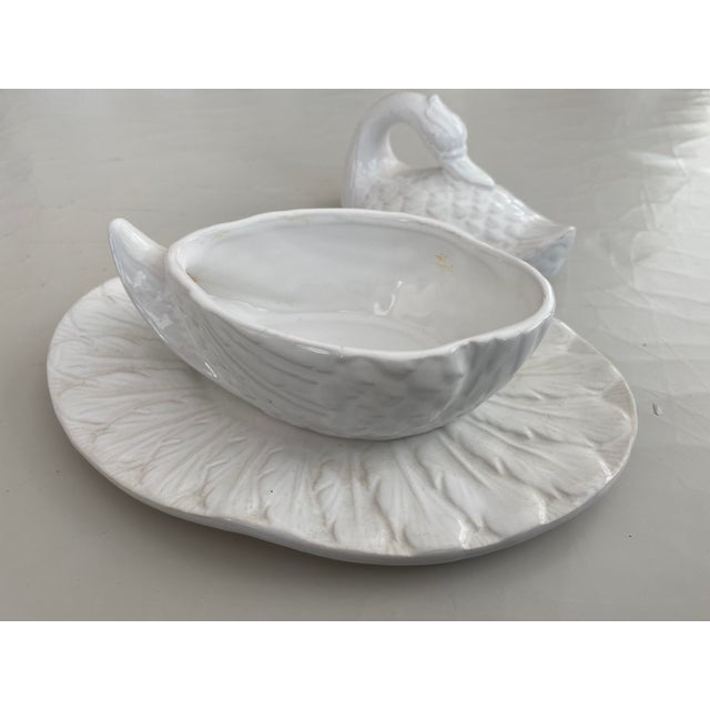 Vintage Blanc De Chine Ceramic Swan Covered Dish For Sale - Image 4 of 9