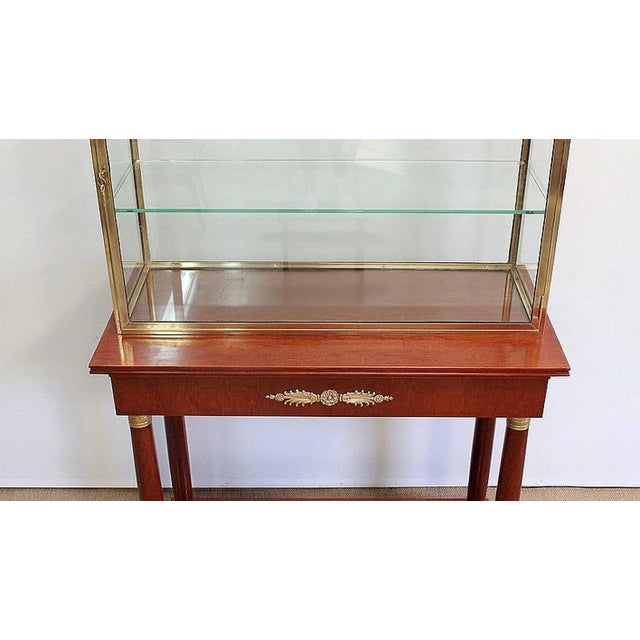 Brown Console with Showcase Cabinet, Early 1900s For Sale - Image 8 of 18
