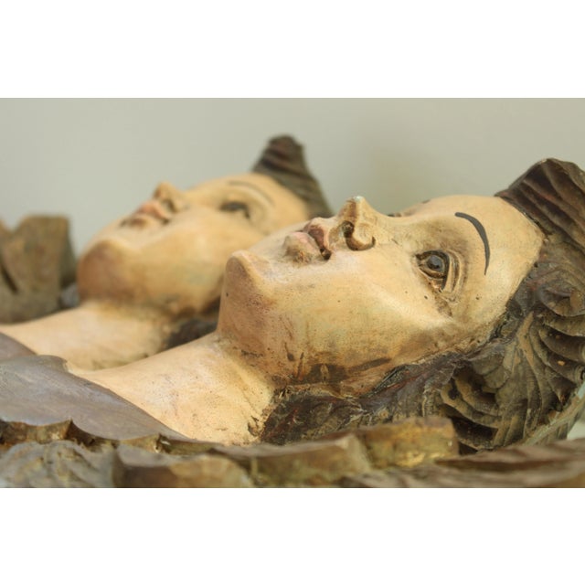 18th C. Italian Renaissance Carved Giltwood and Polychrome Winged Putti's For Sale - Image 4 of 9