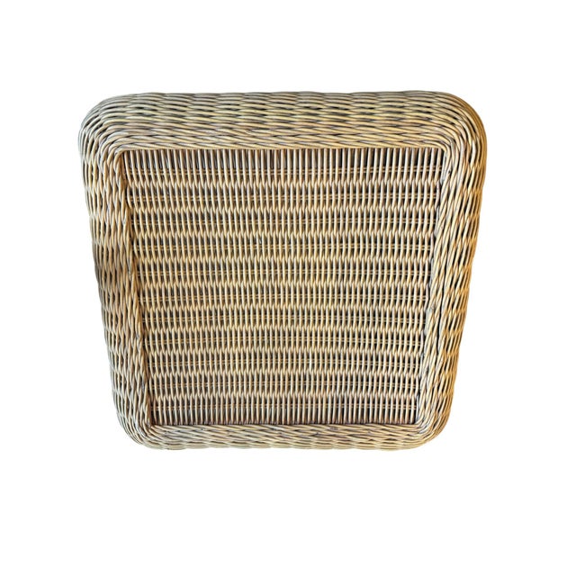Contemporary Vintage Oversized Coastal Wicker Coffee Table For Sale - Image 3 of 5