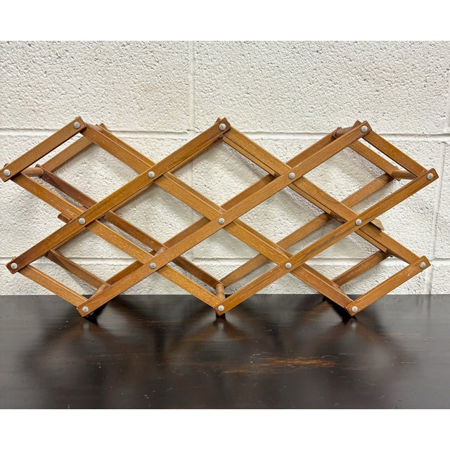 Vintage Accordion Expanding Folding 8 Bottle Wine Rack For Sale In Kansas City - Image 6 of 8