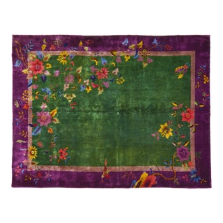 Antique Chinese Art Deco Hand Knotted Wool Rug, 8'711'4 For Sale