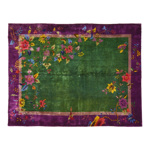 Antique Chinese Art Deco Hand Knotted Wool Rug, 8'711'4 For Sale