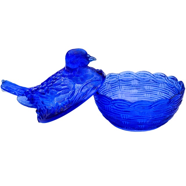Mid 20th Century Handblown Blue Americana Glass Bird-Figurine Centerpiece For Sale In New York - Image 6 of 8