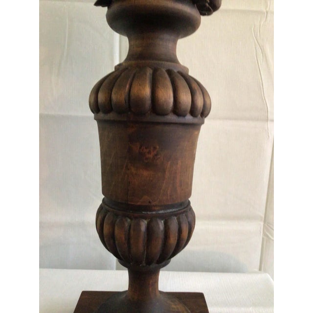 1950s Carved Wood Lamp For Sale - Image 9 of 11
