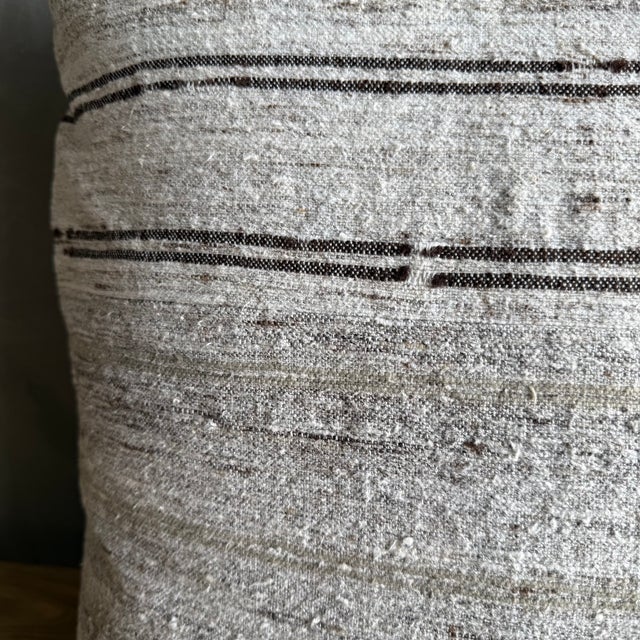 Textile Vintage Rug Pillow Cover With Stripes For Sale - Image 7 of 8