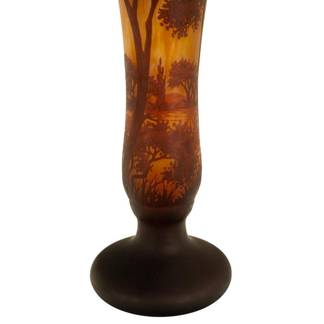 Large Antique French Art Nouveau Daum Nancy Cameo Tree Landscape Glass Vase 1900 For Sale - Image 17 of 18