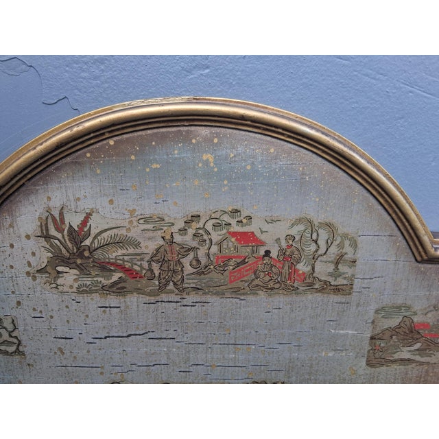 1940's Hollywood Regency Chinoiserie Giltwood & Silvered Figural Decor Wall Mirror For Sale - Image 4 of 12