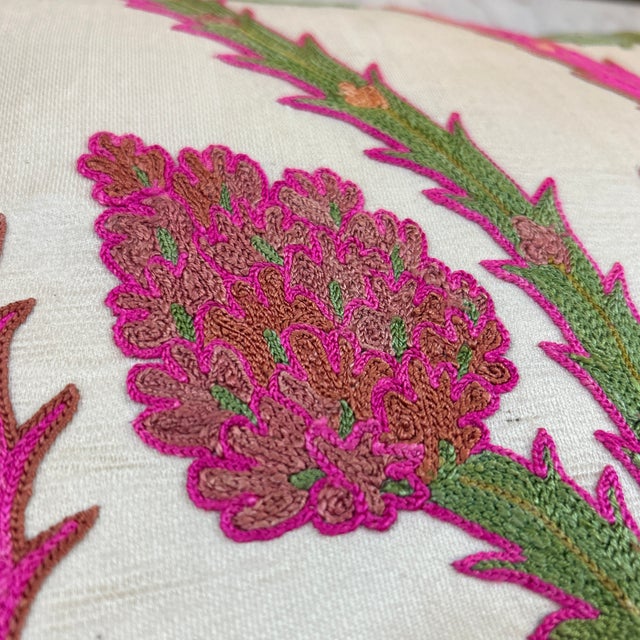 2020s Brightly Colored Hand Made Suzani Pillow For Sale - Image 5 of 10