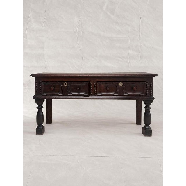 17th Century Late 17th Century Geometrically Moulded Oak Console Table For Sale - Image 5 of 13