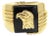 Eagle Head Onyx Gold Ring 14k Yellow Gold, Size 9 For Sale