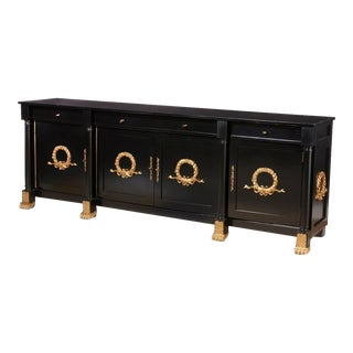 Regency Style Giltwood Ebonized Credenza Buffet Server For Sale