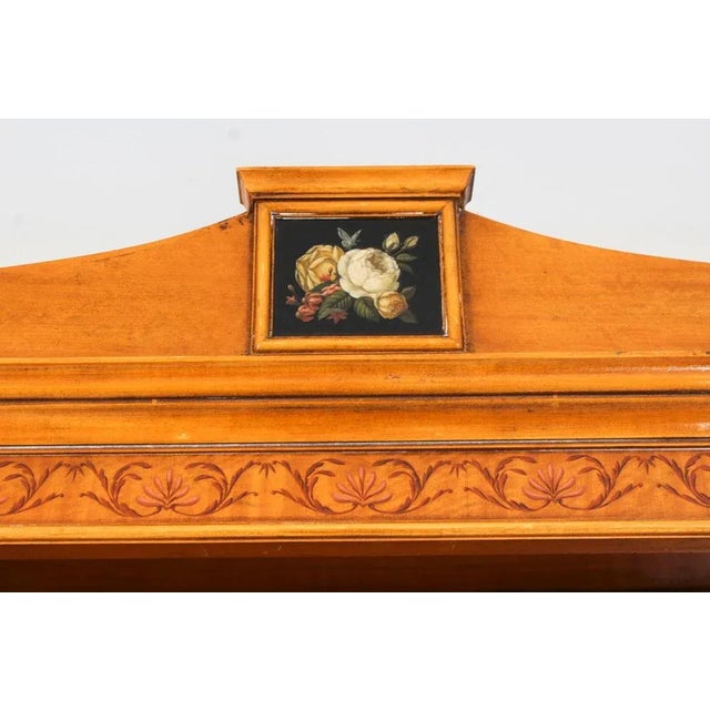 Vintage English Sheraton Revival Satin Wood Open Bookcase For Sale - Image 4 of 18