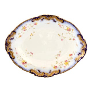 Antique English Flow Blue and Gilt Dish For Sale