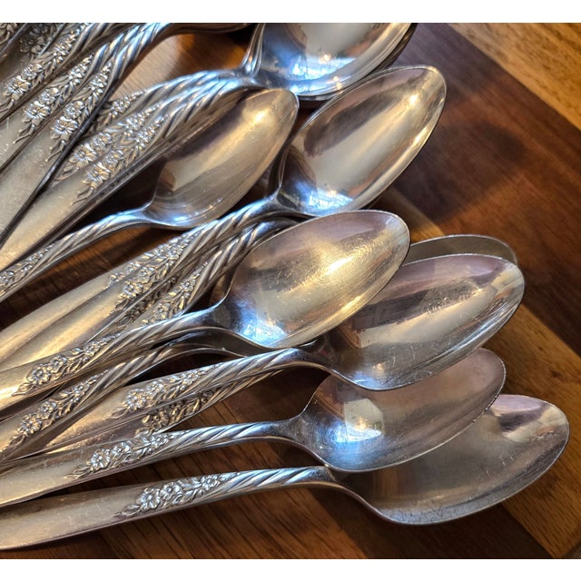 Spring Flowers Silverplate Flatware- Set of 55 For Sale - Image 10 of 12