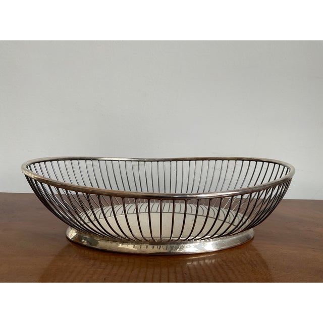 Vintage Mid Century Modern Silverplated Oval Wire Bread Basket by Gorham Yc743 For Sale In Raleigh - Image 6 of 9