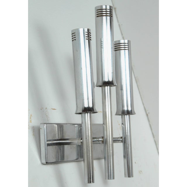 Metal 1970s Italian Sconces in the Manner of Scolari - a Pair For Sale - Image 7 of 8