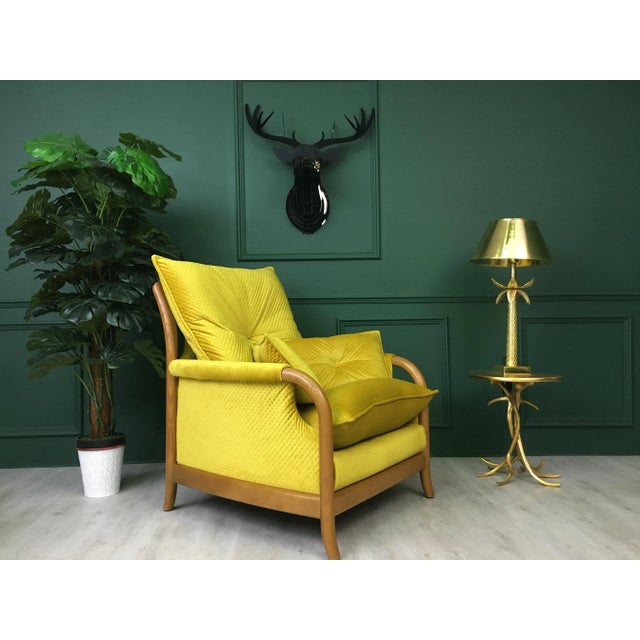 Vintage Yellow Armchair from Cinitique For Sale - Image 16 of 16
